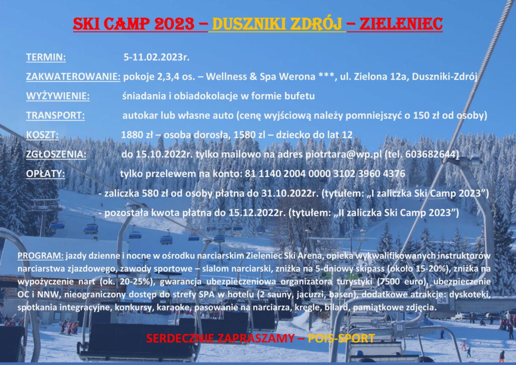 wyjazd narciarski 2023 obóz narty