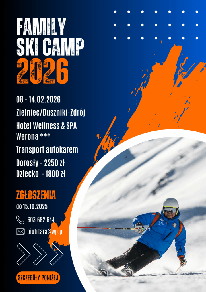 Plakat obozu narciarskiego Ski Camp 2026